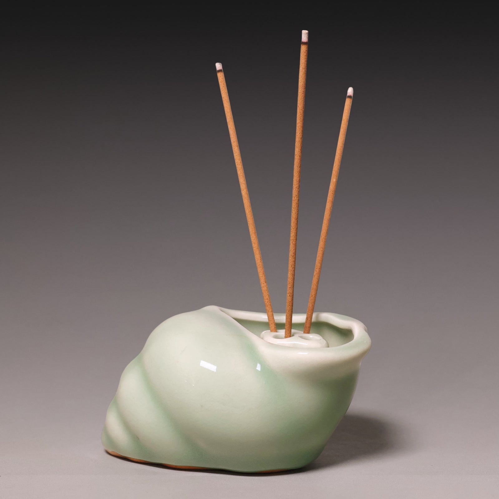 Qing Dynasty, Snail Shaped Blue Celadon Glazed Incense Burner - c. 1800s to 1900s - Imperial China