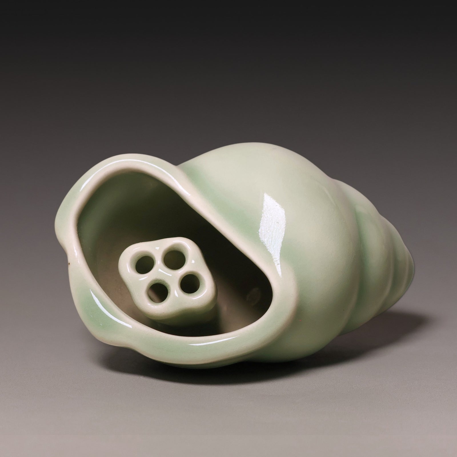 Qing Dynasty, Snail Shaped Blue Celadon Glazed Incense Burner - c. 1800s to 1900s - Imperial China