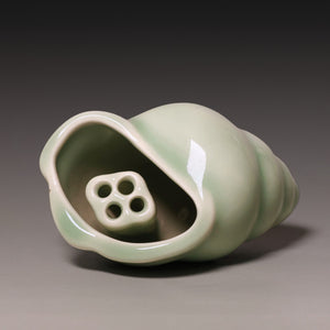 Qing Dynasty, Snail Shaped Blue Celadon Glazed Incense Burner - c. 1800s to 1900s - Imperial China