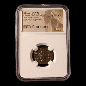 Rome, Emperor Crispus, BI Nummus, Votive Altar Reverse (Ch XF) - 322 to 323 CE - NGC Certified