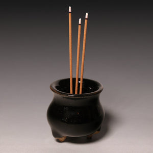 Qing Dynasty, Dark Glazed Miniature Tripod Incense Burner - c. 1800s to 1900s - Imperial China