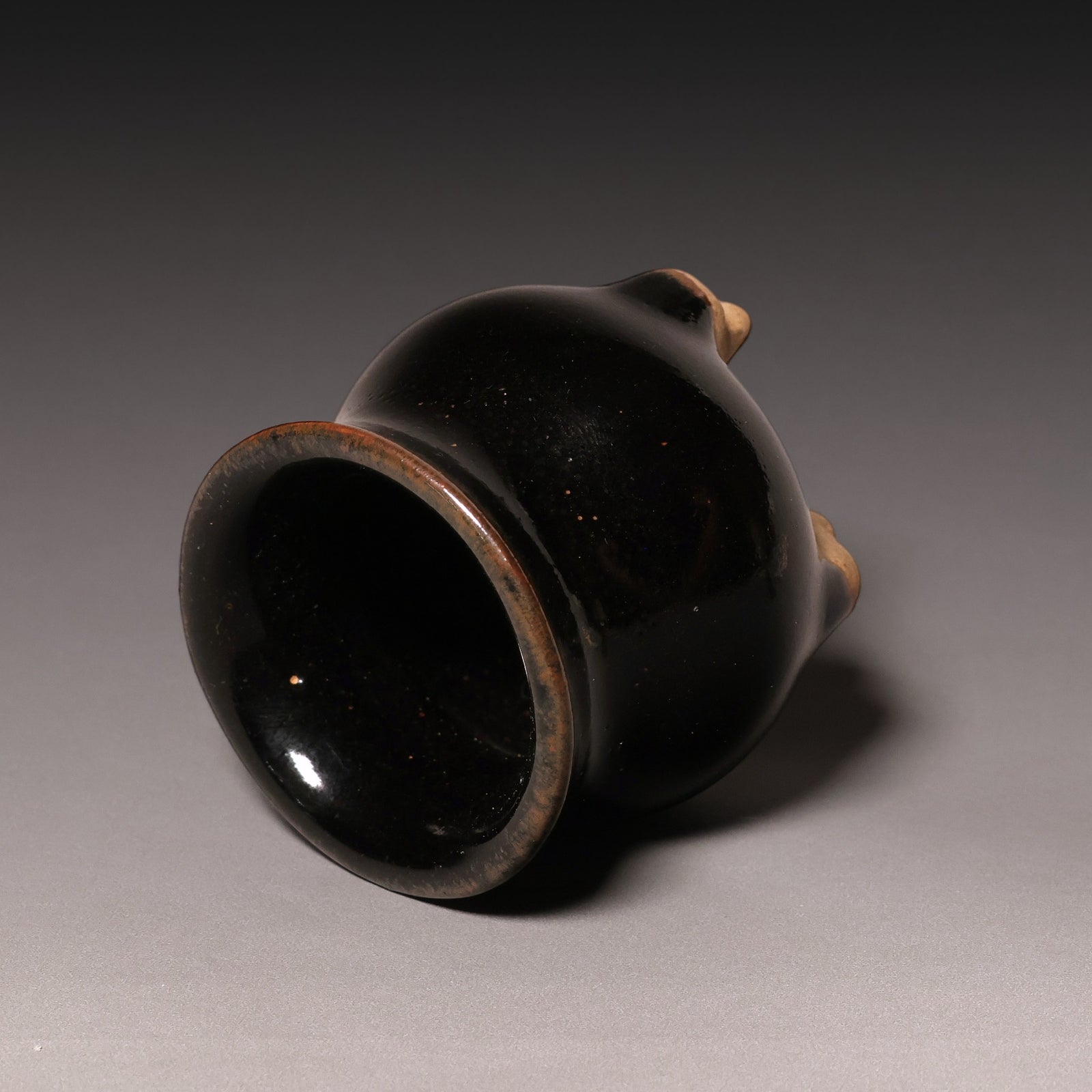 Qing Dynasty, Dark Glazed Miniature Tripod Incense Burner - c. 1800s to 1900s - Imperial China