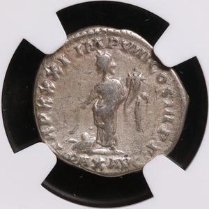 Rome, Emperor Marcus Aurelius, AR Denarius, Pax (Goddess of Peace) - 176 to 177 CE - NGC Certified