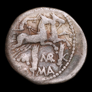Roman Republic, M. Marcius, AR Denarius, Roma & Victory - 134 BCE - Roman Republic