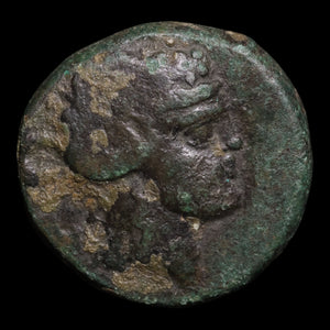 Thrace, City of Maroneia, Bronze Unit, Dionysus (Greek God of Wine) - c. 200 to 100 BCE - Ancient Greece