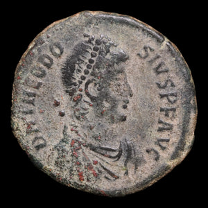 Rome, Emperor Theodosius I, AE Unit, Emperor Standing Reverse - 392 to 395 CE - Roman Empire