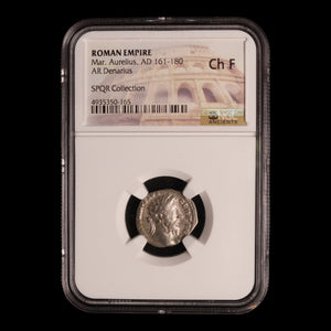 Rome, Emperor Marcus Aurelius, AR Denarius, Pax (Goddess of Peace) - 176 to 177 CE - NGC Certified