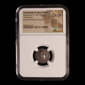 Greek World, Macedon, Alexander the Great, AR Drachm (Posthumous Issue) - c. 323 to 300 BCE - NGC Certified