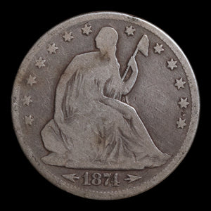 United States, Seated Liberty Silver Half Dollar (Arrows Around Date) - 1874 - United States of America