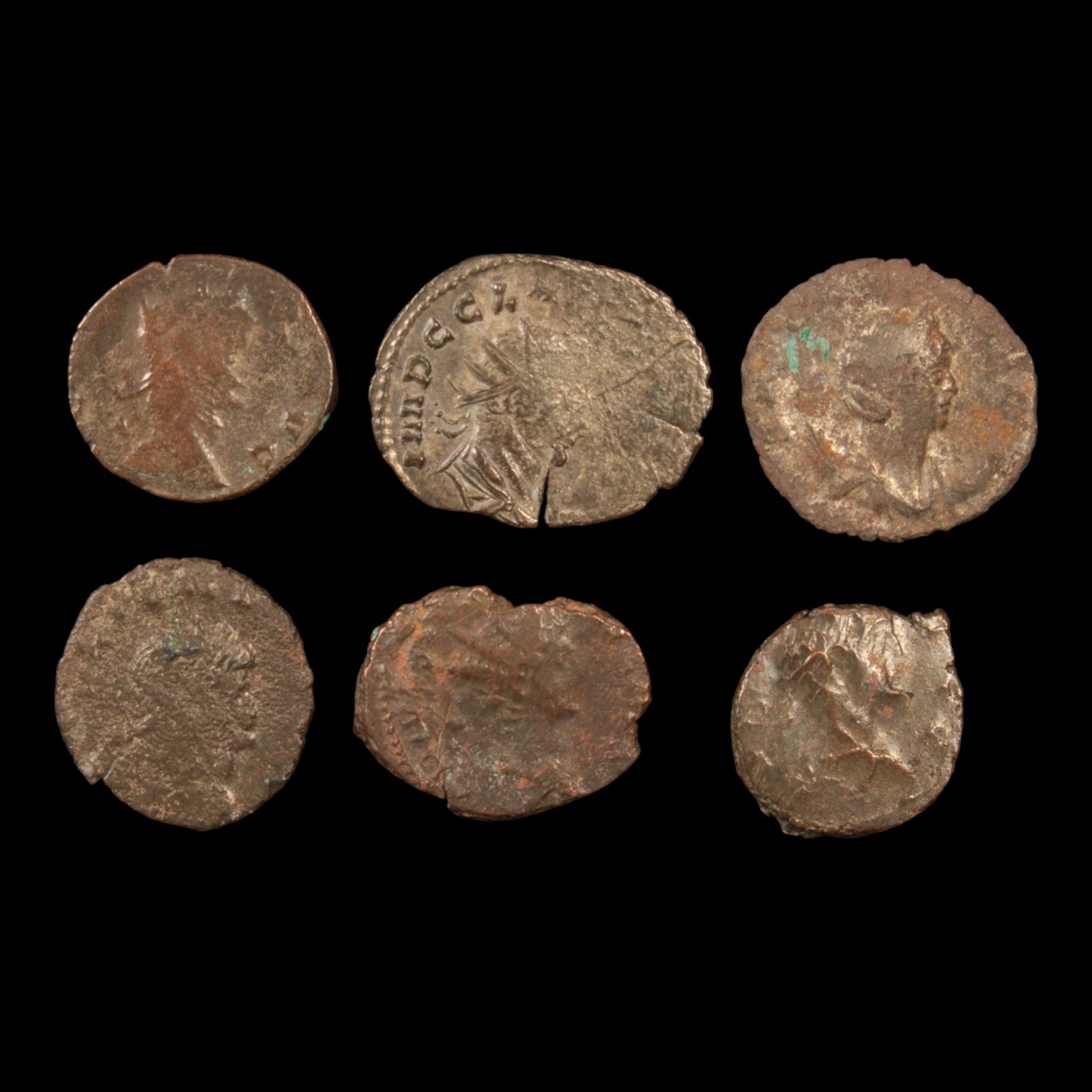 Lot of 6: Roman Empire, Gallic Antoniniani, Low Grade - c. 268 to 300 CE - Gaul, Roman Empire