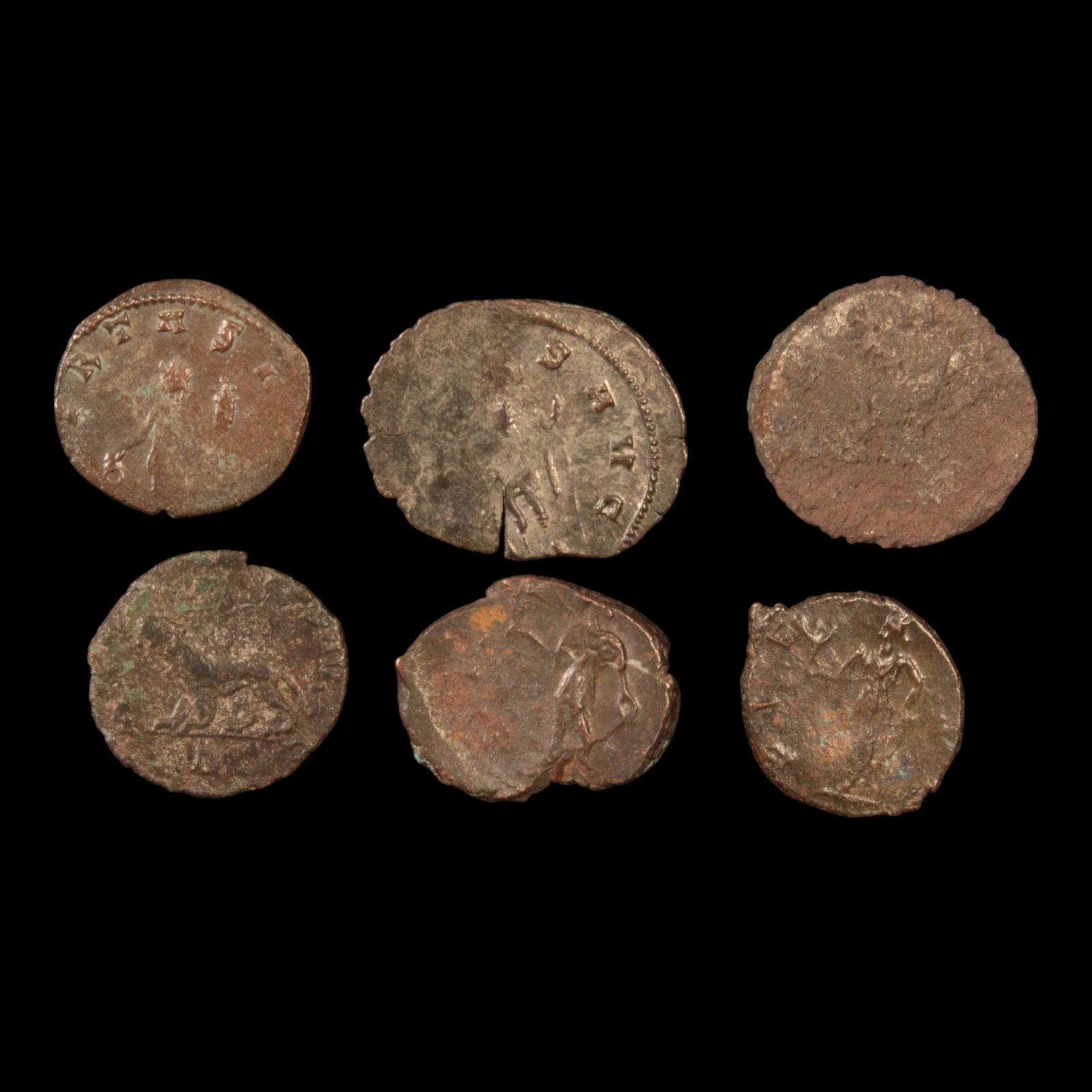 Lot of 6: Roman Empire, Gallic Antoniniani, Low Grade - c. 268 to 300 CE - Gaul, Roman Empire