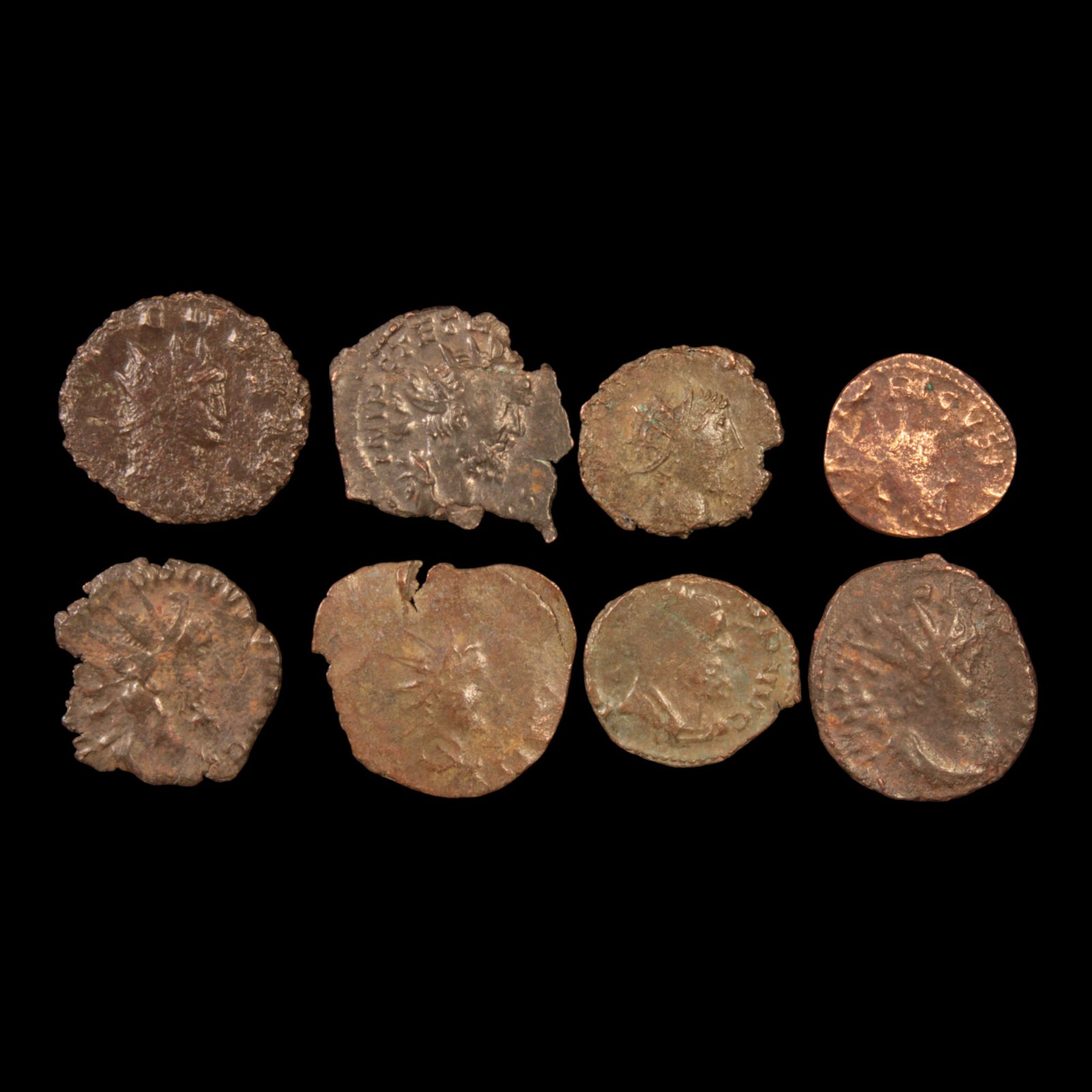 Lot of 8: Roman Empire, Gallic Antoniniani, Low Grade - c. 268 to 300 CE - Gaul, Roman Empire