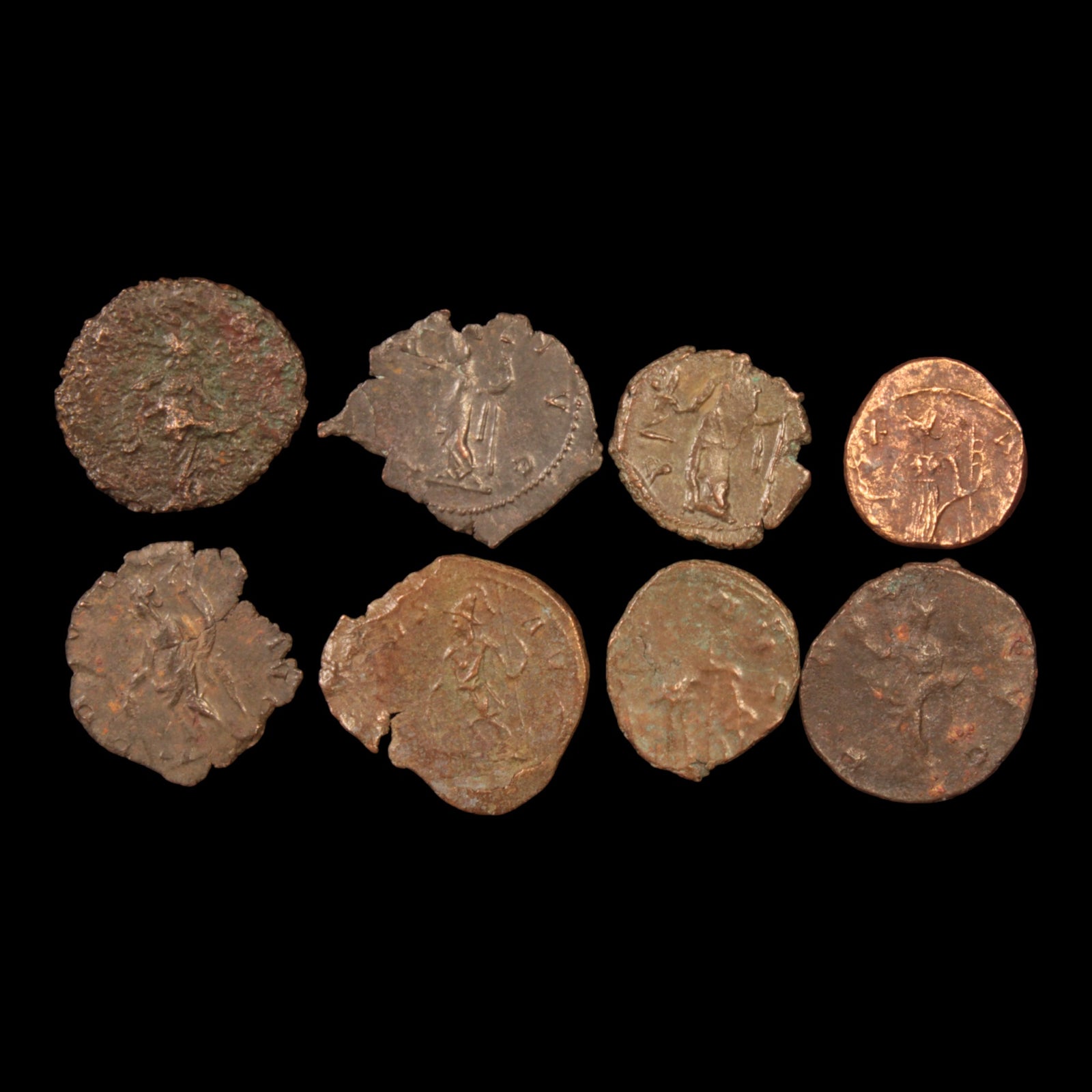 Lot of 8: Roman Empire, Gallic Antoniniani, Low Grade - c. 268 to 300 CE - Gaul, Roman Empire