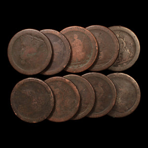 Lot of 10: King George III, Cartwheel Pennies, Low Grade - 1797 - Great Britain