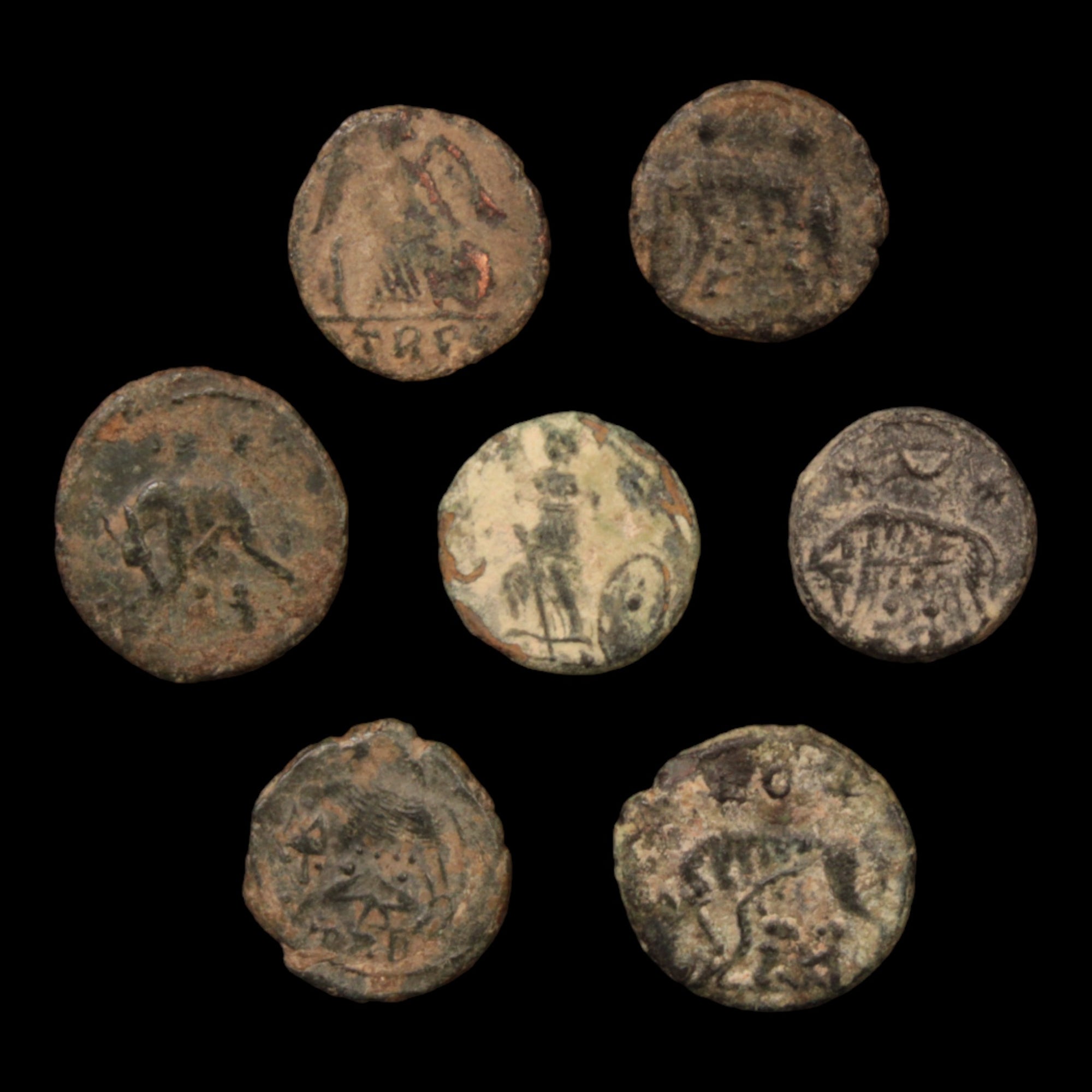 Lot of 7: Urbs Roma (Romulus & Remus) and Constantinopolis Commemoratives, Low Grade - c. 330 to 348 CE - Roman Empire