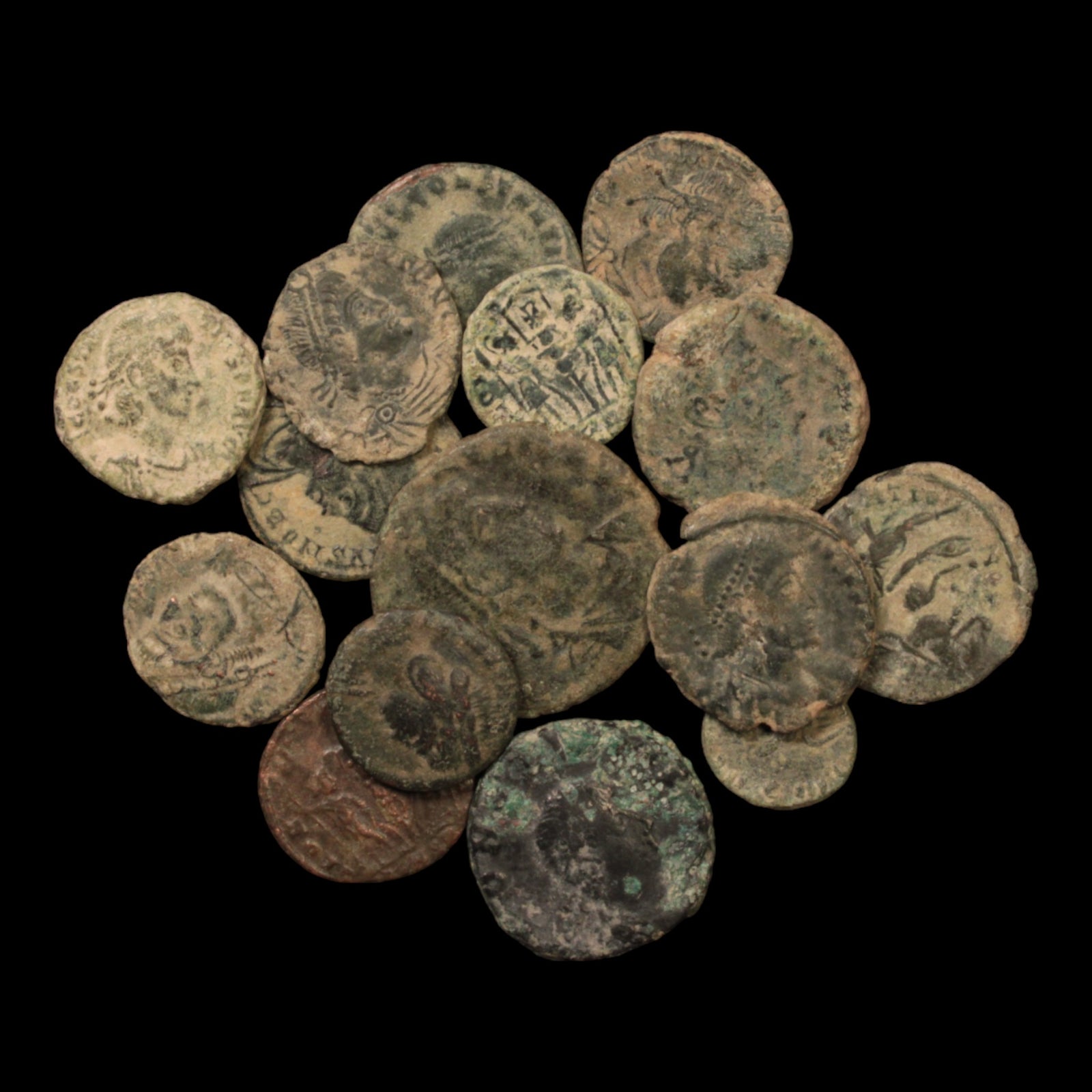 Lot of 15: Roman Empire, Late Roman Bronzes, Low Grade - c. 300s & 400s CE - Roman Empire