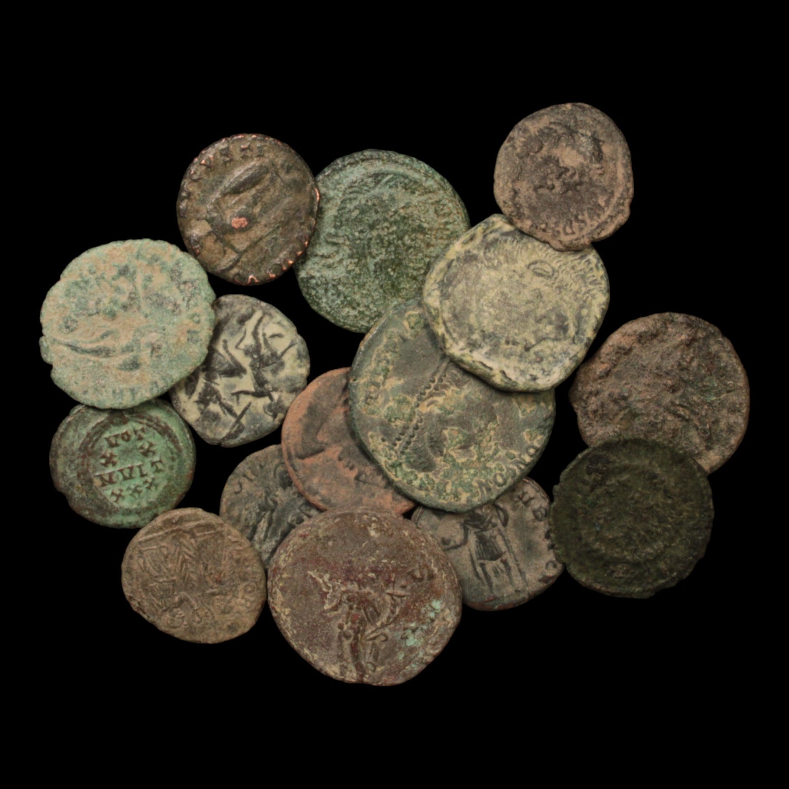 Lot of 15: Roman Empire, Late Roman Bronzes, Low Grade - c. 300s & 400s CE - Roman Empire