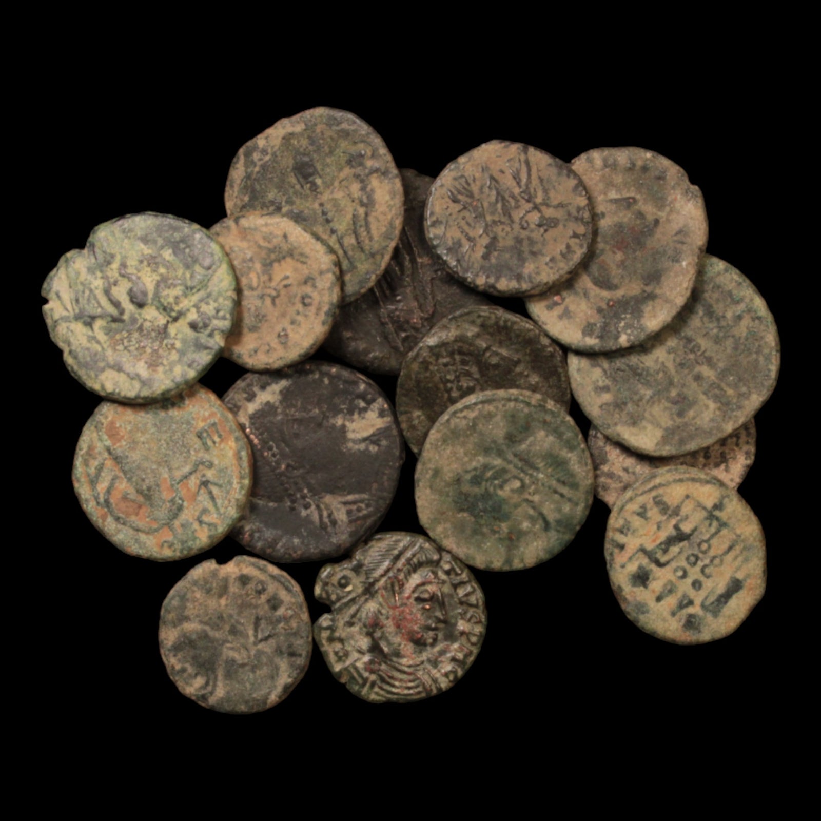 Lot of 15: Roman Empire, Late Roman Bronzes, Low Grade - c. 300s & 400s CE - Roman Empire