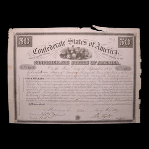 Confederate States of America, $50 Bond, Commerce & Agriculture Vignette - 1861 - U.S. Civil War