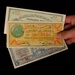 Mexican Revolution, Three Banknote Collection - 1914 to 1915 - Mexico