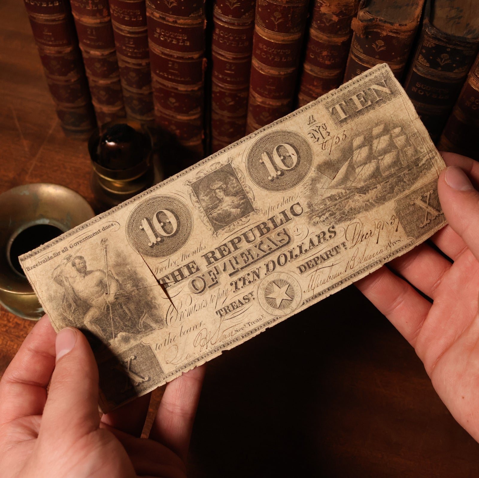 Republic of Texas, Ten Dollar "Redback" Note - 1839 - Republic of Texas