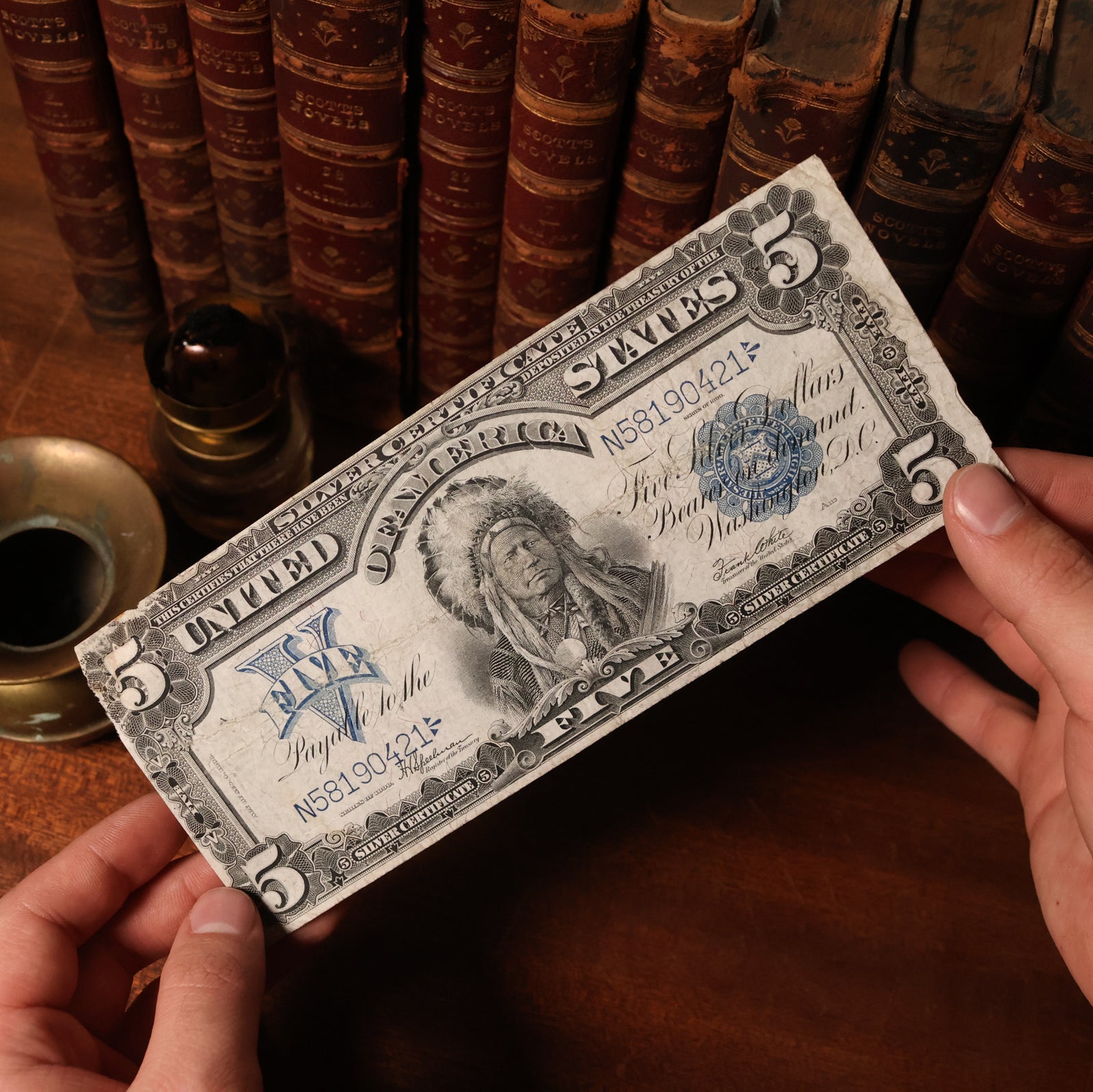 United States, $5 Silver Certificate, "Indian Chief Note" (Rare Type) - 1899 - United States of America