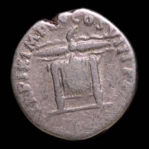 Rome, Emperor Titus, AR Denarius, Thunderbolt & Seat Reverse - 80 CE - Roman Empire