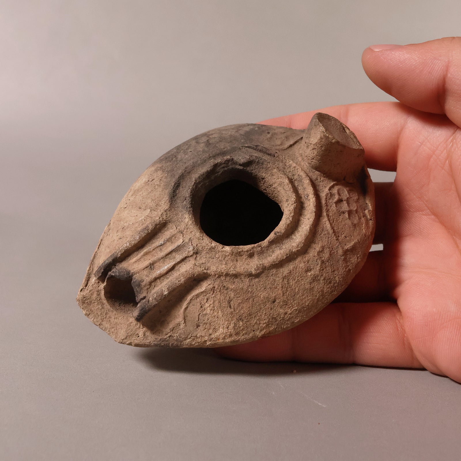 Late Roman Oil Lamp, 3.5 inches - c. 100 to 476 CE - Middle East