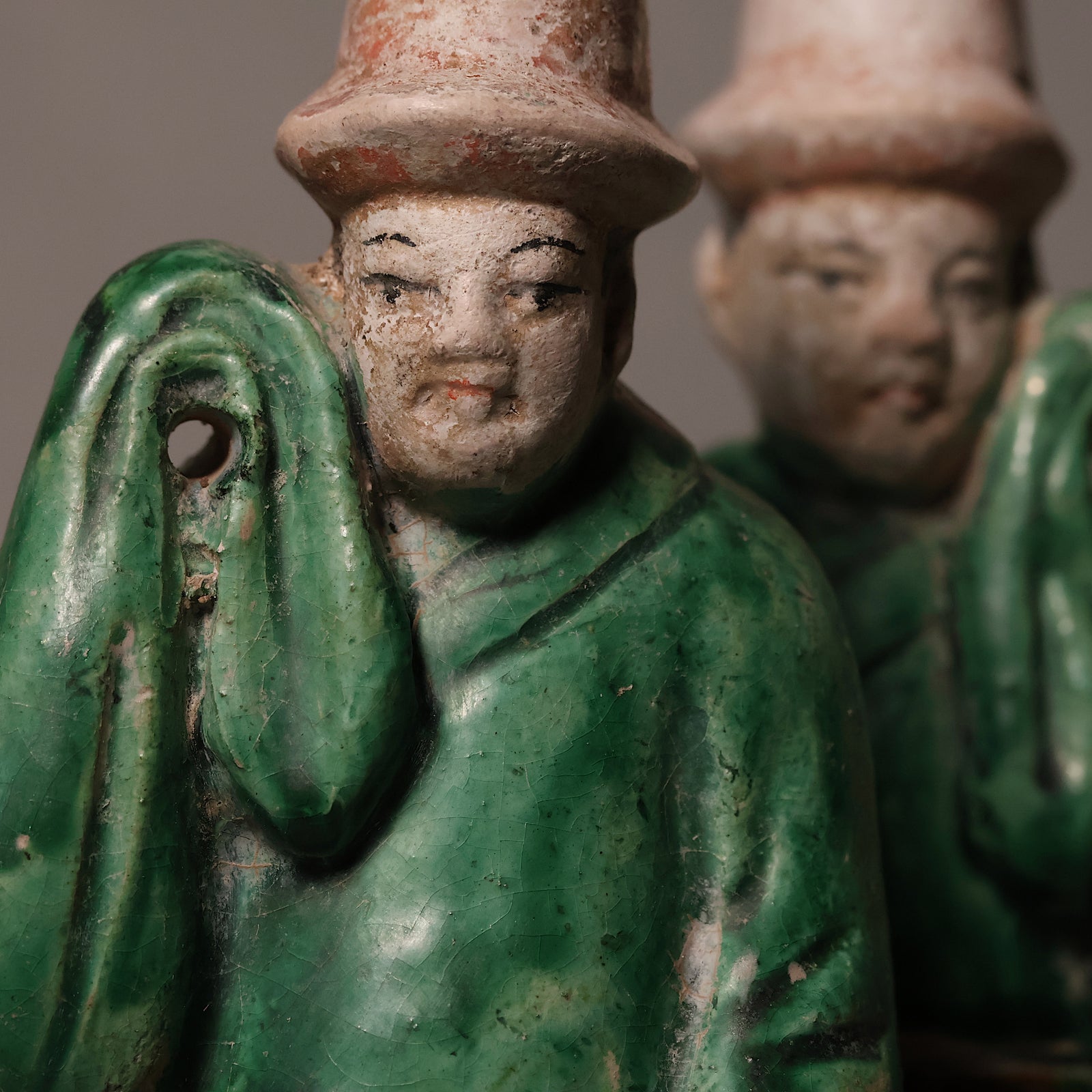 China, Ming Dynasty, Set of Two Sedan Chair Carriers, Sancai Glazed Pottery - 1368 to 1644 CE - Imperial China