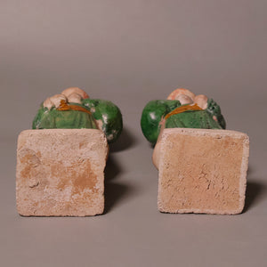 China, Ming Dynasty, Set of Two Sedan Chair Carriers, Sancai Glazed Pottery - 1368 to 1644 CE - Imperial China