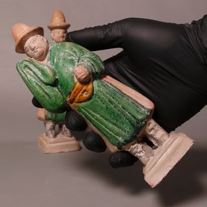 China, Ming Dynasty, Set of Two Sedan Chair Carriers, Sancai Glazed Pottery - 1368 to 1644 CE - Imperial China