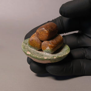 China, Ming Dynasty, Set of Eight Food-Based Tomb Offerings, Sancai Glazed Pottery - 1368 to 1644 CE - Imperial China