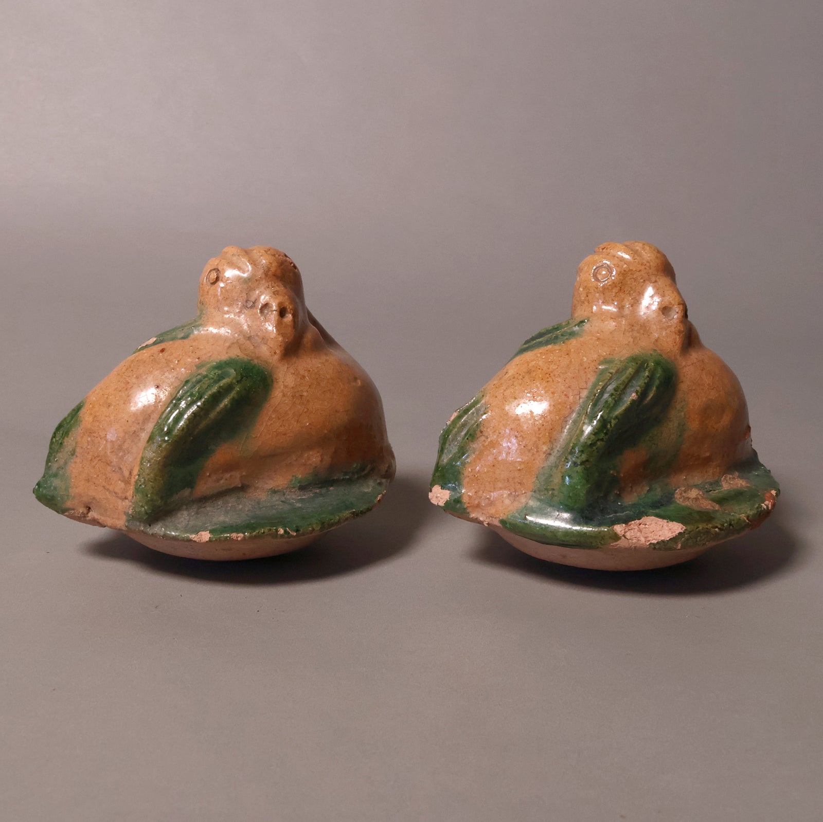 China, Ming Dynasty, Set of Two Swan Tomb Offerings, Sancai Glazed Pottery - 1368 to 1644 CE - Imperial China