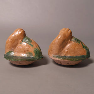 China, Ming Dynasty, Set of Two Swan Tomb Offerings, Sancai Glazed Pottery - 1368 to 1644 CE - Imperial China