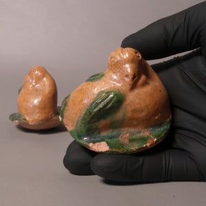 China, Ming Dynasty, Set of Two Swan Tomb Offerings, Sancai Glazed Pottery - 1368 to 1644 CE - Imperial China