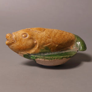 China, Ming Dynasty, Tomb Offering Depicting a Fish, Sancai Glazed Pottery - 1368 to 1644 CE - Imperial China