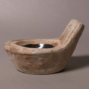 China, Early Qing Dynasty, Earthenware Oil Lamp with Glazed Center - c. 1650 to 1750 CE - Imperial China