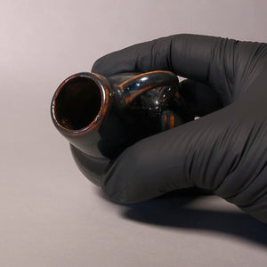 China, Qing Dynasty or Early Republic, Earthenware Oil Lamp with Dark Blue Glaze - c. 1850 to 1920 CE - Qing or Early Republic of China