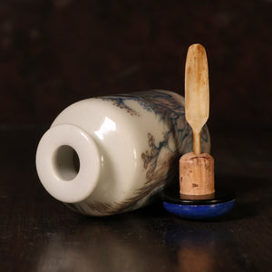 China, Qing Dynasty, Blue & White Porcelain Snuff Bottle With Lake and Landscape Motif - 1800s CE - Imperial China