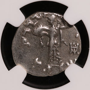 Greco-Bactria, King Menander, AR Drachm (VF) - c. 165 to 130 BCE - NGC Certified