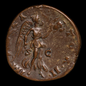 Rome, Antoninus Pius, Large AE Sestertius, Victory Reverse - 143 to 144 CE - Roman Empire