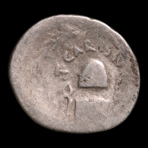 Rome, T. Carisius, AR Denarius, Moneta (Goddess of Money) & Coin Minting Tools (Rare Type) - 46 BCE - Roman Republic