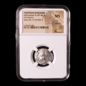 Parthian Kingdom, Mithradates III (or Orodes I), Drachm (MS) - c. 87 to 80 BCE - NGC Certified