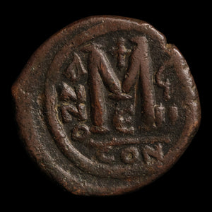 Byzantine Empire, Emperor Justin II (with Sophia), AE Follis - 572 to 573 CE - Byzantine Empire