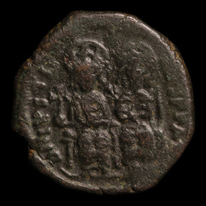 Byzantine Empire, Emperor Justin II (with Sophia), AE Follis - 573 to 574 CE - Byzantine Empire