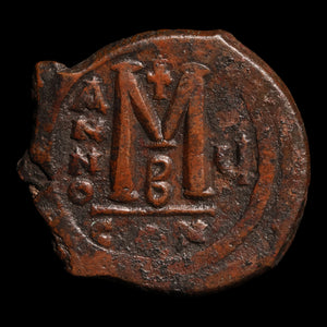 Byzantine Empire, Emperor Justin II (with Sophia), AE Follis - 570 to 571 CE - Byzantine Empire