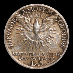 Vatican City, Sede Vacante (No Current Pope), Silver 5 Lire - 1939  - Vatican City, Italy