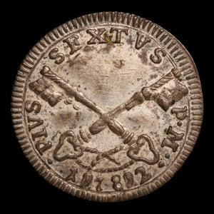 Papal States, Pope Pius VI, Silver Baiocco - 1782  - Papal States, Italy