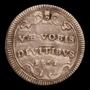 Papal States, Pope Clement XIII, Silver ½ Grosso - 1761  - Papal States, Italy