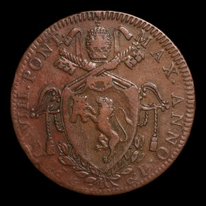 Papal States, Pope Pius VIII, Copper Baiocco - 1829  - Papal States, Italy